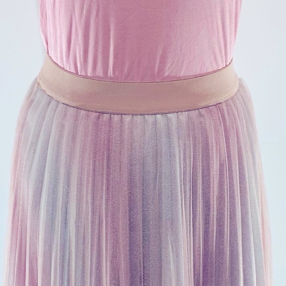 NWT Mendocino Pleated Sparkle MIDI skirt Mauve with Silver - Picture 4 of 6